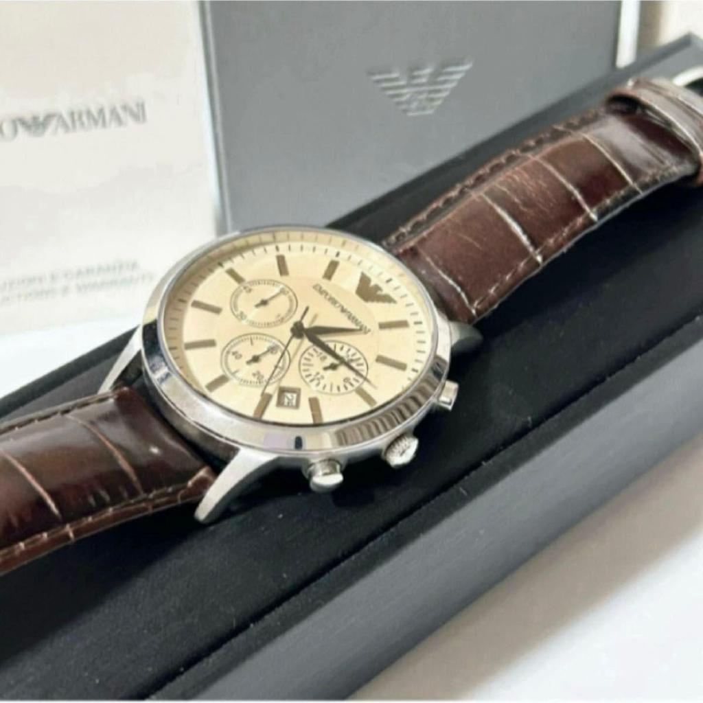 Used EMPORIO ARMANI Armani men's watch AR-2433 QZ chronograph operation confirmed
