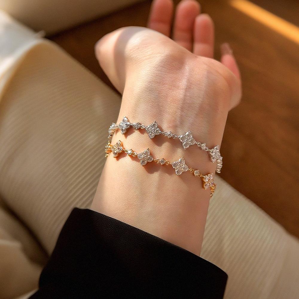 Delicato Braccialetto con Stella in Moissanite per Donna | Argento Sterling 925 Scintillante Braccialetto con Nappa Gioiello Quotidiano Regalo