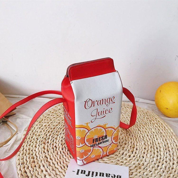 Portable Women Funny Milk Box Shape Shoulder Bag Phone Crossbody Pouch Female Crossbody Bag Daily Shoulder Bag Ladies Bags
