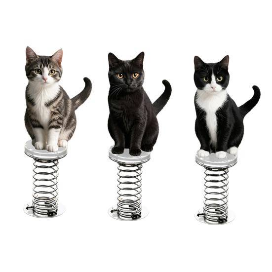 Cat Spring Car Rocking Black White Cat Figurine 2d Flat Acrylic Swaying Dashboard