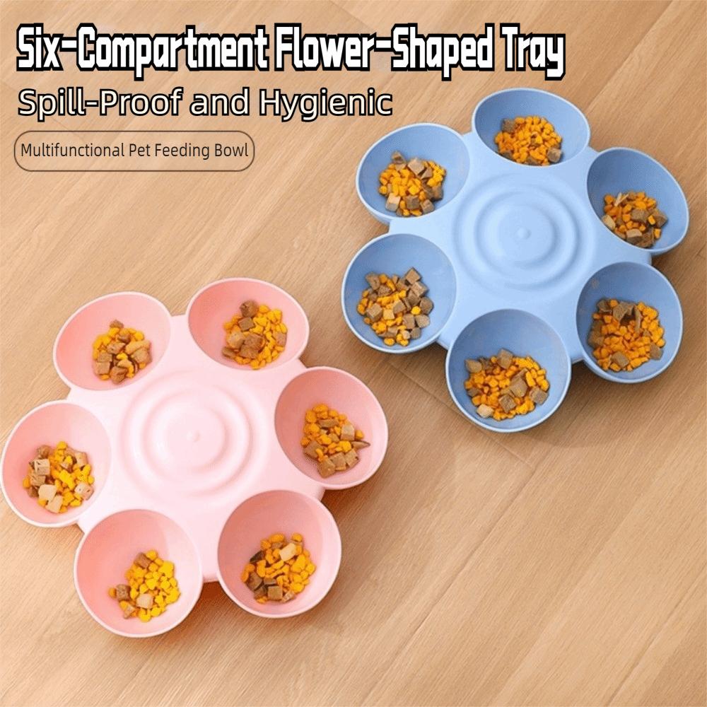 Six-grid Cat Dog Food Water Bowl Plastic Cat Feeding Bowl New Former Cat Food Bowl Pet