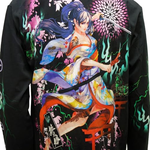 Battou Musume Men's Long Sleeve T-Shirt, 251852 (3L, Black)