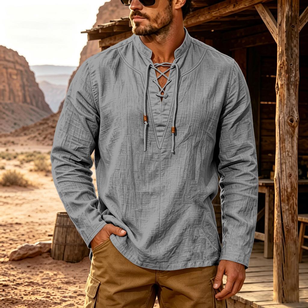 Men's Retro Casual Shirt with, Breathable and for