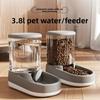 Dog Water Dispenser with 3.8L Large Capacity, Automatic Cat Feeder, Large-sized Pet Automatic Feeding and Drinking Water Device