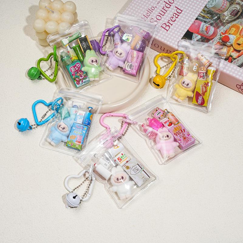 Kawaii Labubu Keychain Creative Cartoon Anime Keyring Girly Bag Pendant Backpack Hanging Decoration Lovely Gifts