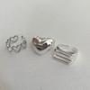 BFCLUB Silver Color Rings for Women Fashion Geometric Handmade Irregular Bump Hollow Heart Hollow Ring Party Christmas Gift