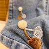 Spring and Autumn Girls Cartoon Embroidery Regular Straight Jeans, Small Feet, Children's Long Pants, Small and Medium-sized Children