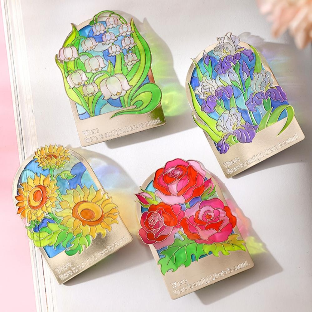 Metal Hollow Bookmark Floral Design Reading Page Marker For Students Teacher Gift Graduation Stationery Refrigerator Magnet Deco
