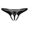 Mens Patent Leather Wet Look Hollow Out Front G-String Low Rise Elastic Waistband Thong Underwear
