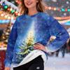 Women's Fashion Casual Long Sleeve Christmas Printed Round Neck Plus Velvet Thickened Sweatshirt