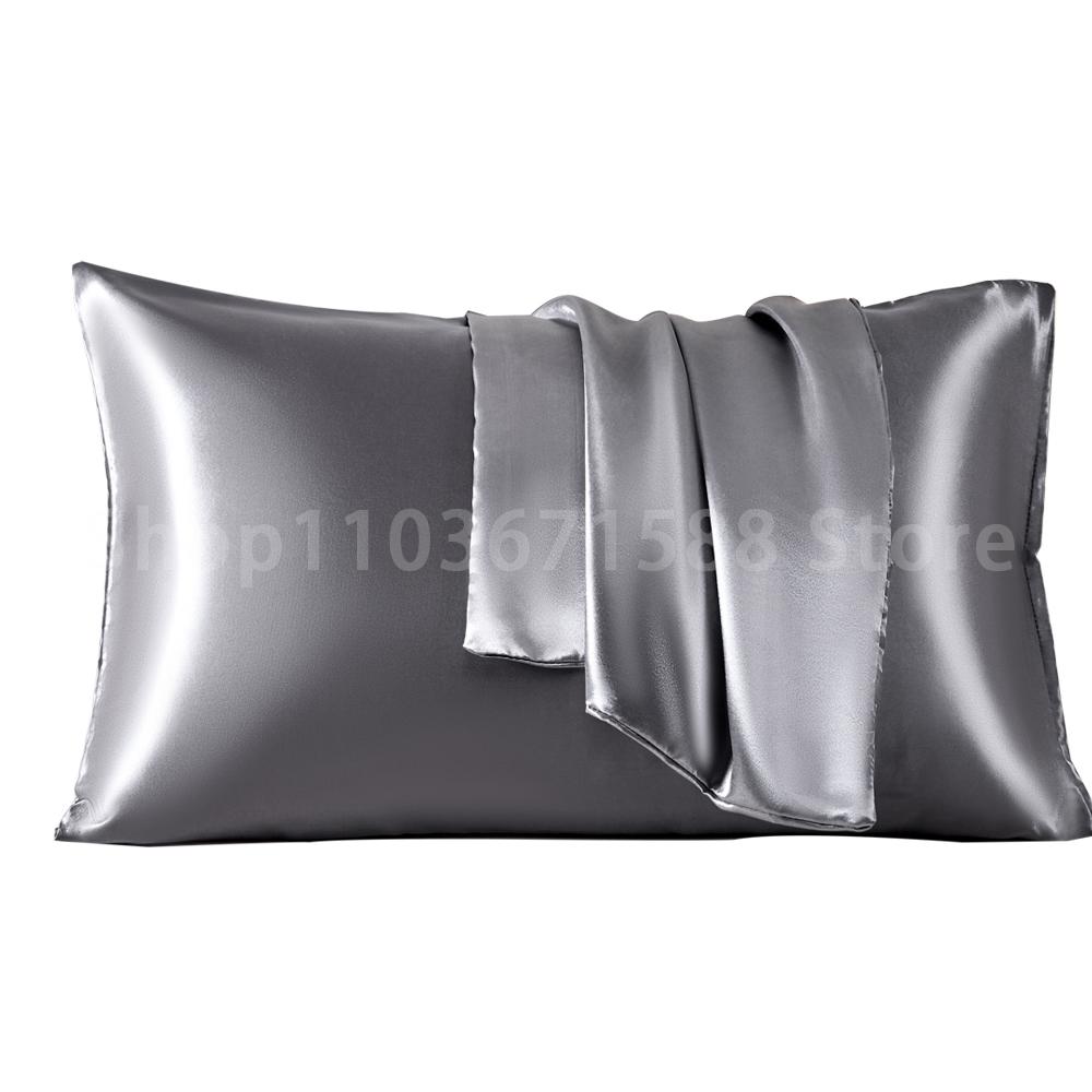 1pc Satin Pillowcase AirFlow Soft Envelope Closure Satin Pillow Cases Solid Color Bedding Accessories Smooth Pillow Covers 1piece 51x91cm