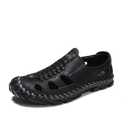 New Classic Summer Men's Hiking Non-slip Sandals Genuine Leather Breathable Beach Shoes Men Anti-Collision Toe Sandals