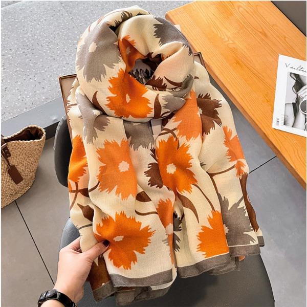 

Хлопковый и льняной шарф, женская универсальная длинная шаль с тонкой марлевой шелковой нитью, женский корейский вариант с мелкими цветами