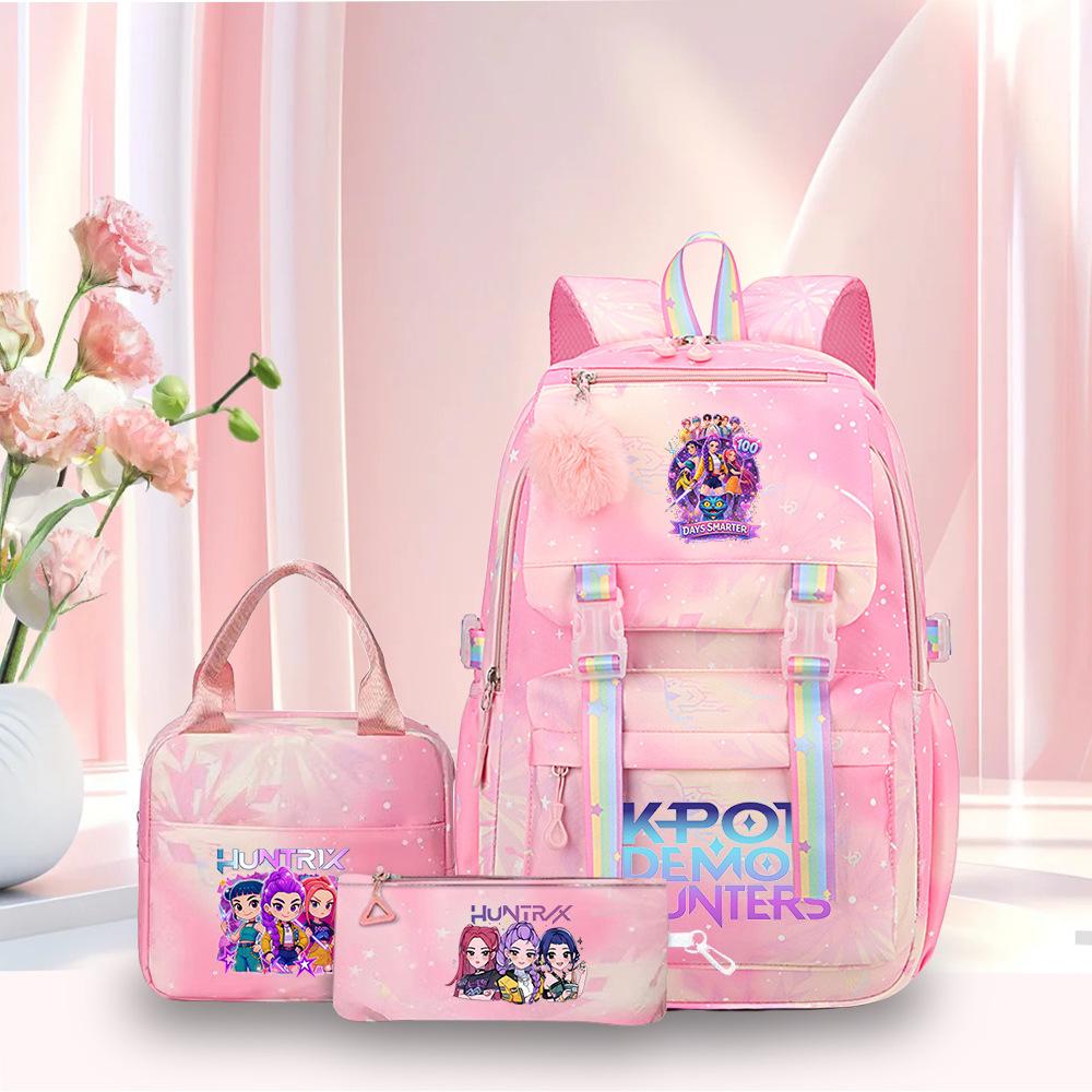 K-Pop Witch Hunters Cartoon Printed Student Pencil Bag Lunch Bag Three-Piece Backpack