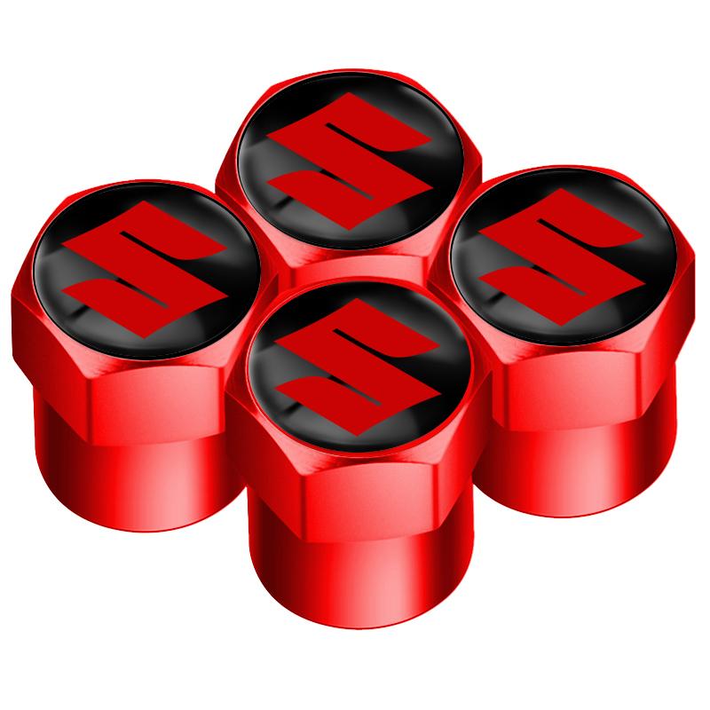 AAGK1 Car Styling 4Pcs Metal Wheel Tire Valve Caps Stem Case For Suzuki Grand Vitara Sx4 Swift Alto Jimny