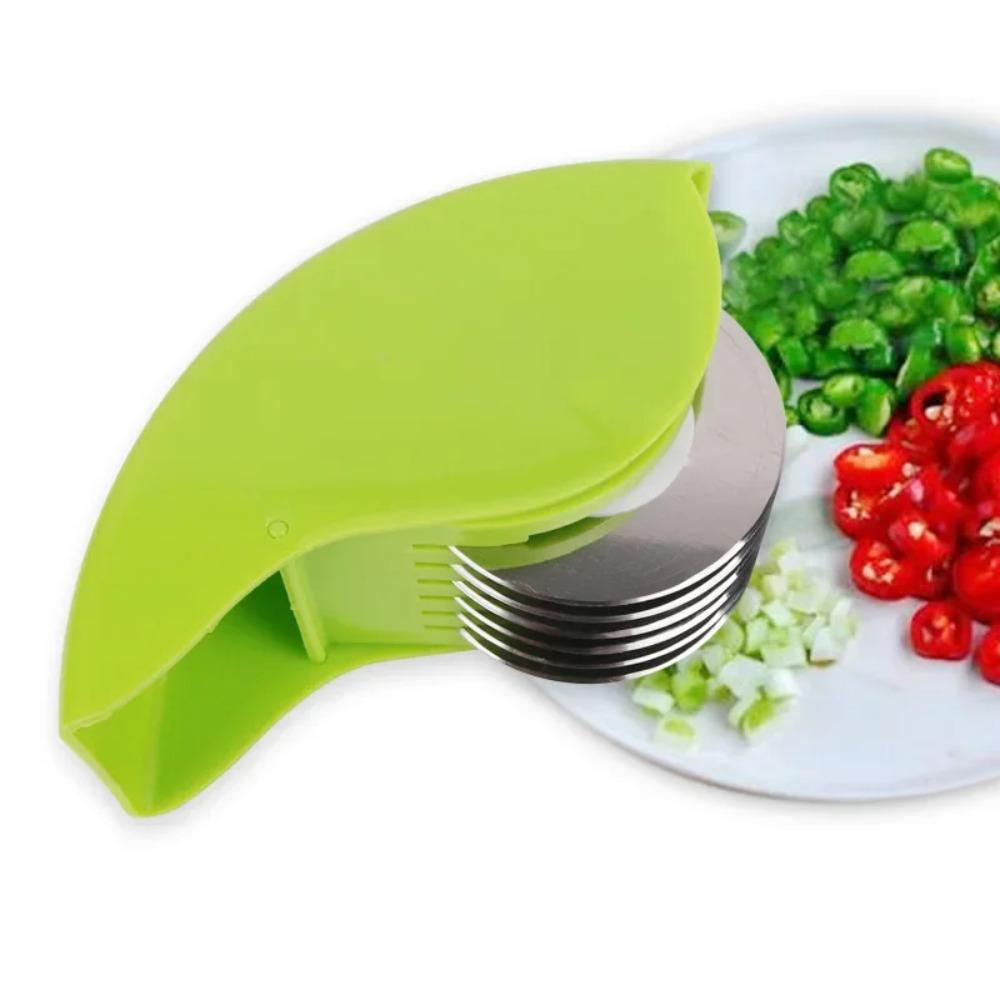 

Stainless Steel Blade Kitchen Vegetable Chop Herb Rolling Roll Rollers Mincer Manual Hand Scallion Cutter Slicers 6 Household зелёный