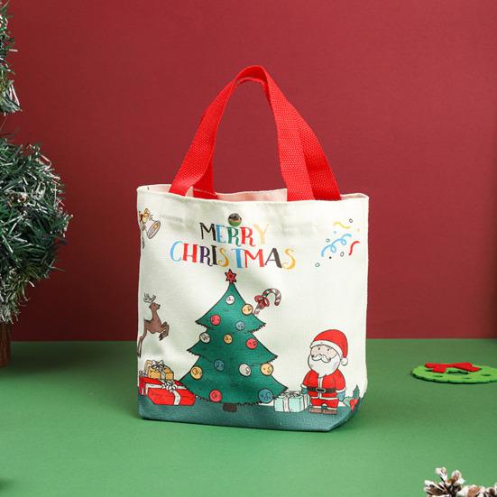 Christmas Canvas Tote Bag Reusable Grocery Shopping Bag Winter Holiday Gift Goodie Bag for Gifts Wrapping Storage