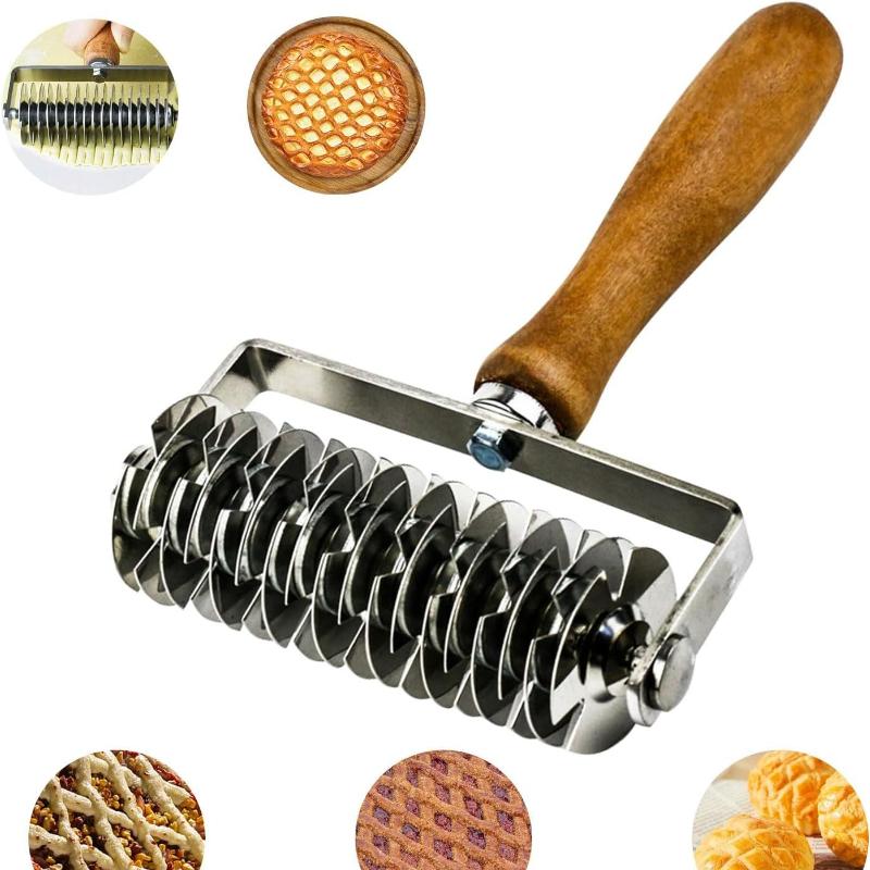 Ролик для ромбов, Ролик для решетки из теста, Резак для полосок решетки из теста, Вырубка для печенья-решетки из нержавеющей стали, Инструмент для выпечки коричневый