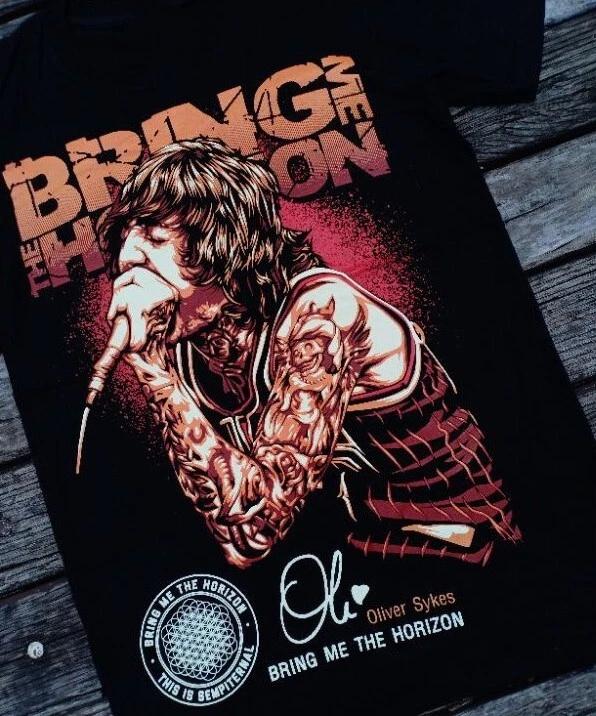VTG Oliver Sykes Bring Me the Horizon T-shirt Black Cotton S to 5XL S