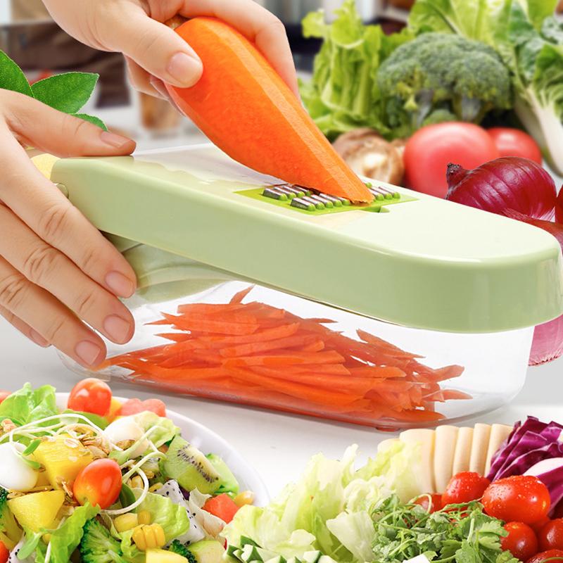 Multifunctional Vegetable Slicer Cutter Kitchen Tools Shredders Slicer With Basket Fruit Potato Chopper Carrot Grater