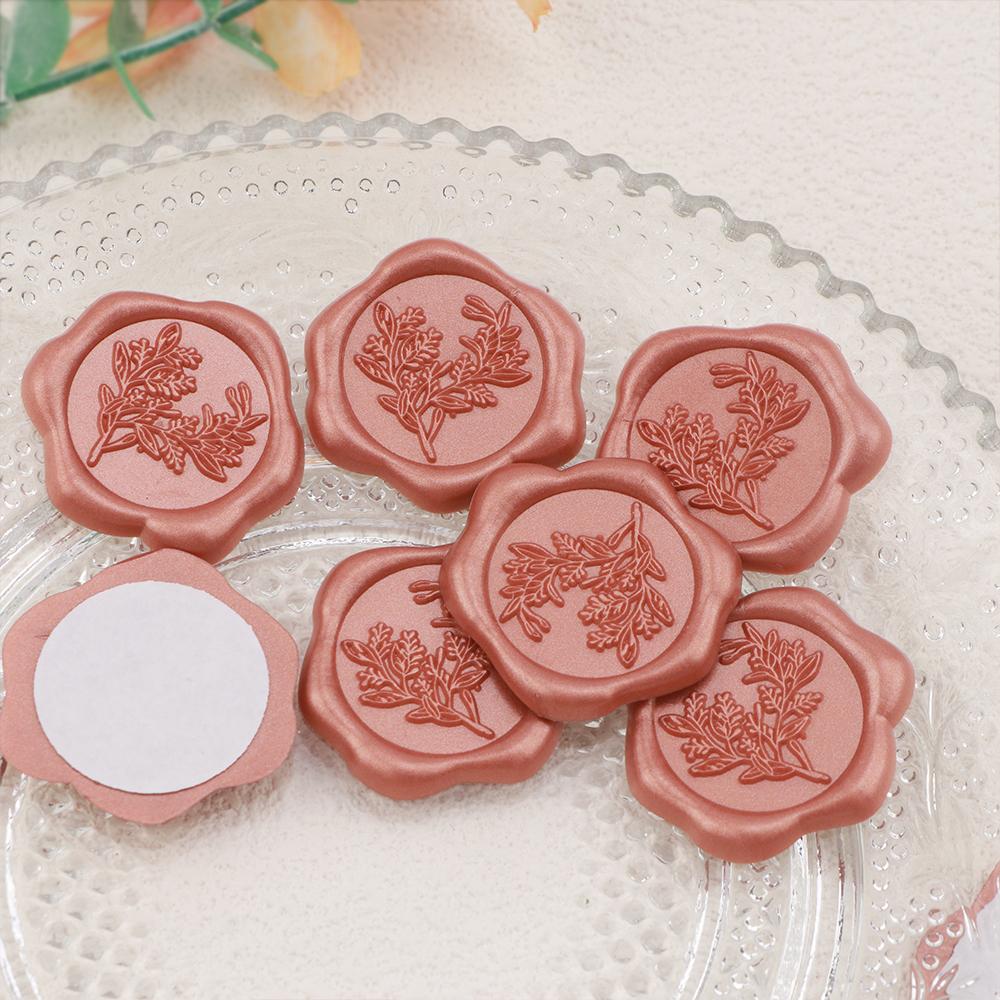 25pcs Rose Gold Wax Seal Stamp Stickers - Eucalyptus Wedding Invitation Envelope Seal Stickers, Self- Adhesive Stickers Perfect
