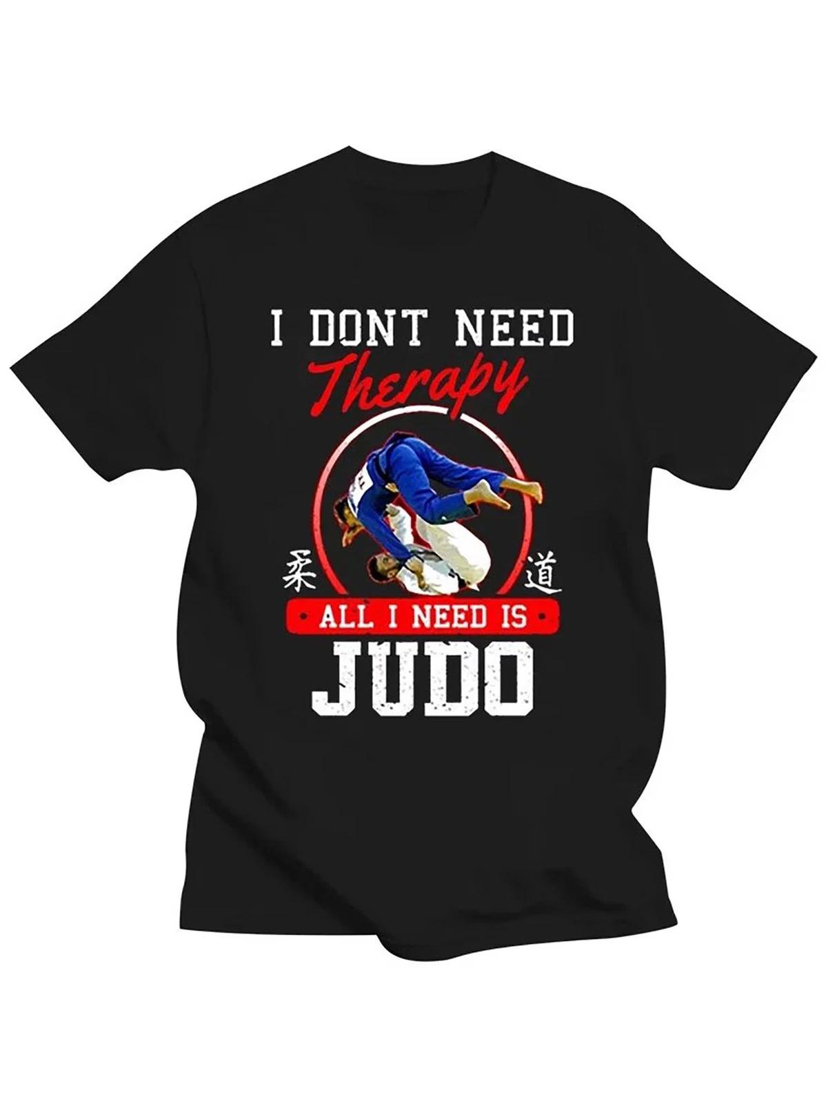 Men s Black Cotton T-Shirt with Judo Graphic - I DON T NEED, ALL I NEED IS JUDO L