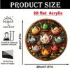 Bohemian Teapot Floral Wreath Round Metal Art 2D Flat Wood Sign Home Gift