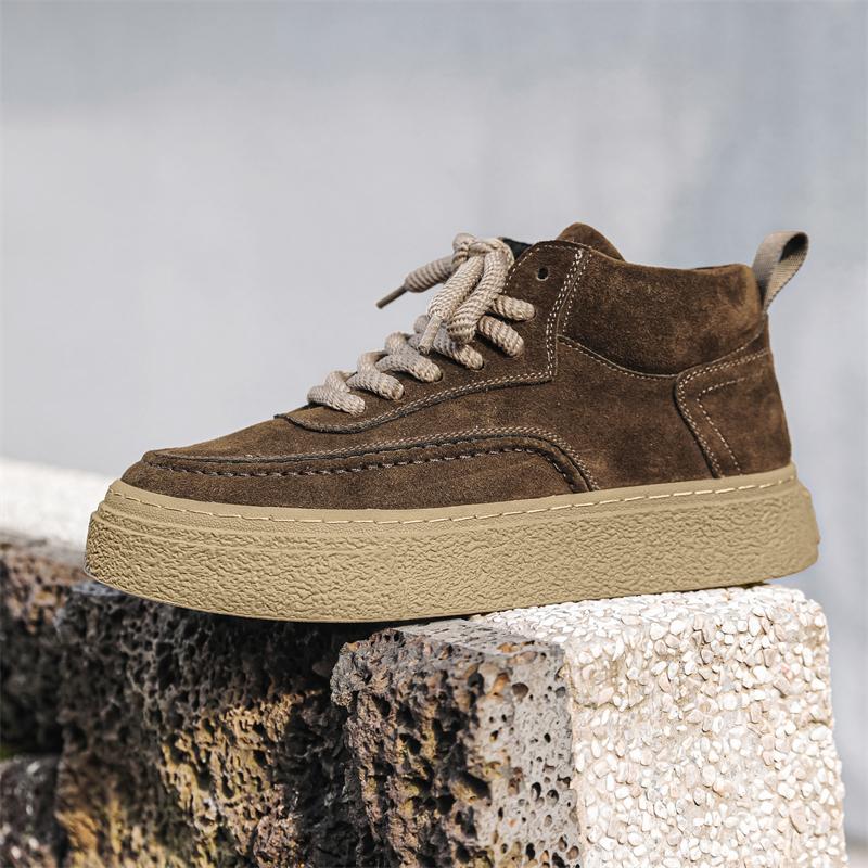 Genuine Leather Men Shoes New Design Versatile Casual Shoes Lightweight Walking Sneakers Breathable Ankle Boots Outdoor Sneakers