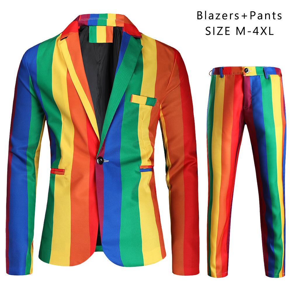 

Осенне-зимний мужской повседневный костюм, мужской костюм с 3D-принтом, комплект из 2 предметов M