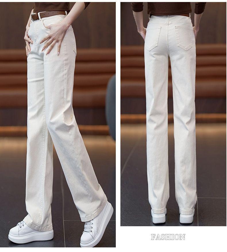 Women's High Waist Elastic Straight Leg Jeans - 2025 Spring/Autumn Collection: Versatile, Casual, Loose Fit, Slimming, Narrow/Wide Leg Options