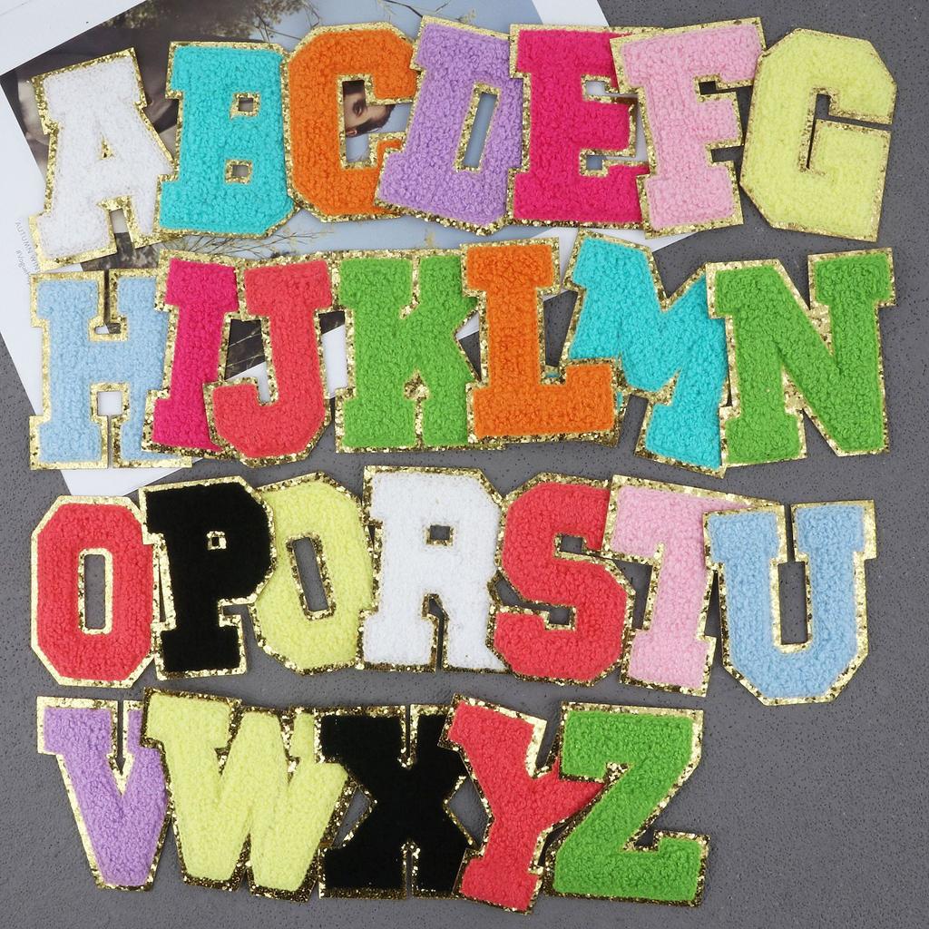 Mixed Color English Alphabet Embroidery Cloth Sticker Digital Towel Embroidery Computer Embroidery Stamp Clothes Smiley Face Patch Sticker