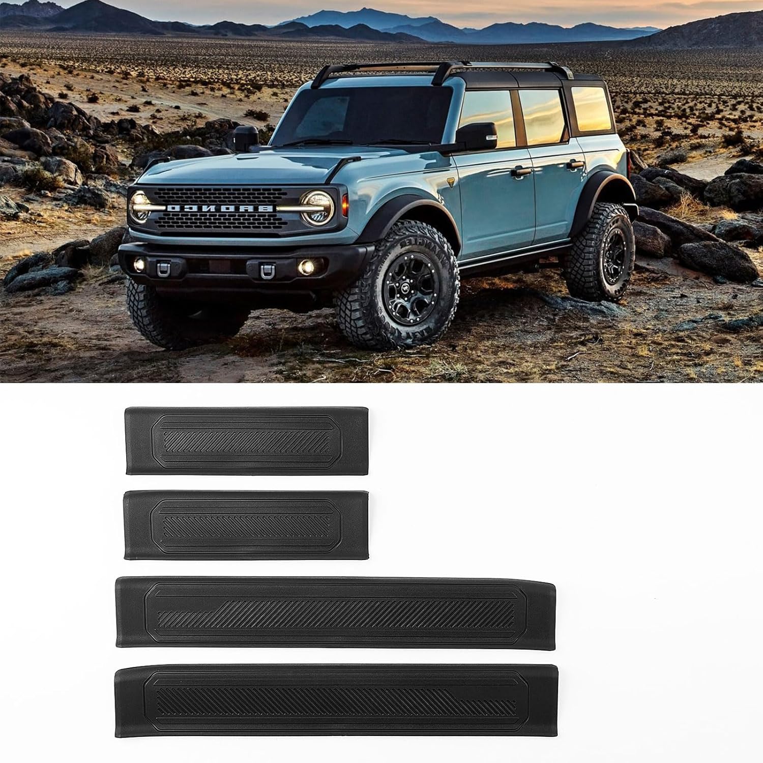 Door Sill Guard 4 PCS Set Ford Bronco Door Entry Guards Accessory, Anti Scratch Door Sill Protector Compatible For Ford Bronco 4 Door -2025 (Not For