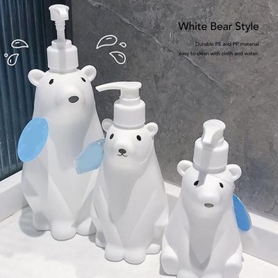 Shampoo Dispenser Cute Stylish White Bear  Space Saving Shower Bottles Strong  Pump Type for Bathroom