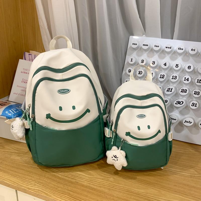 

Школьный рюкзак новый милый рюкзак со смайликом простой и модный большой вместимости рюкзак маленький свежий дорожный рюкзак сумка для компьютера Small зелёный
