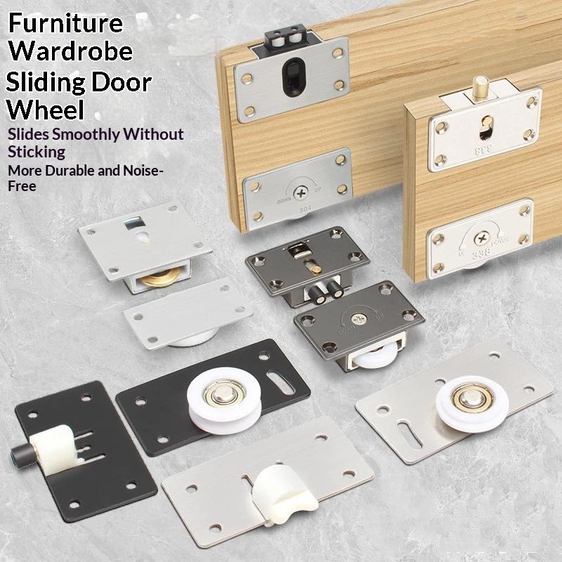 Sliding Door Wheels Pulley Rollers Stainless Steel Furniture Hardware Wardrobe Sliding Door Adjustable Wheels