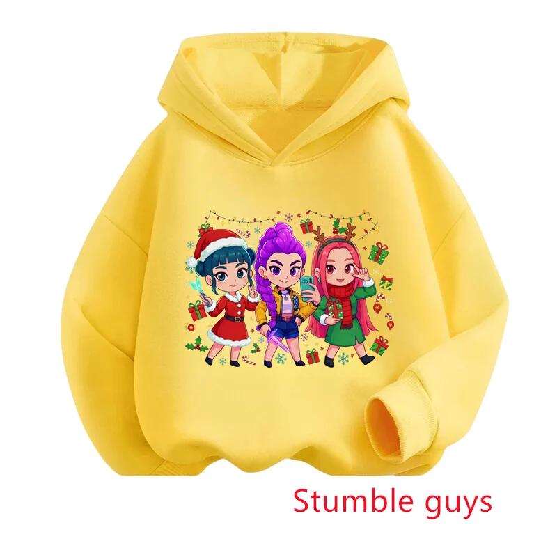 K-pop Demon Hunter Girl Kids Sweatshirt Autumn/Winter Christmas Soft and Warm Santa Claus Print Comfortable Pullover