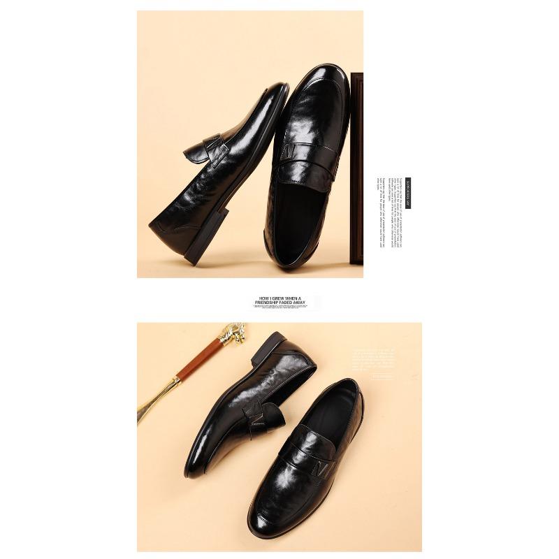 Men's Head Layer Cowhide Shoes, Shoes, Soft Bottom, Soft Surface Leather Stirrups Casual Men's Shoes, Breathable Thin Models of Single Shoes