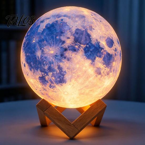Creative Gift for Children DIY Paint Your Own Moon Lamp, LED Night Light Kit with 8 Parent Child Craft Activity Colors And Brushes, Kids Project, Warm