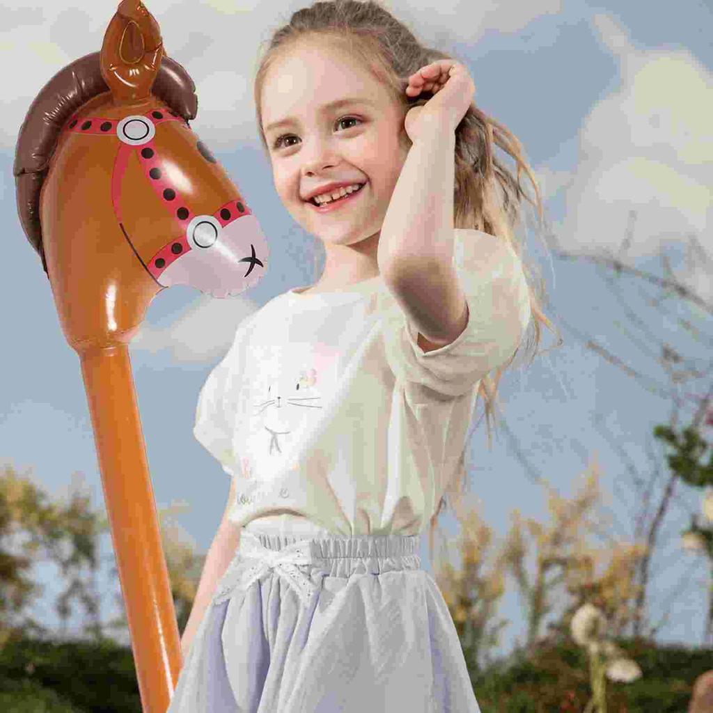 Inflatable Horse Head Stick Blow Up Horses Kids Toys Birthday Balloons Animal Hammer Toy Supplies Balloon Accessories Festive