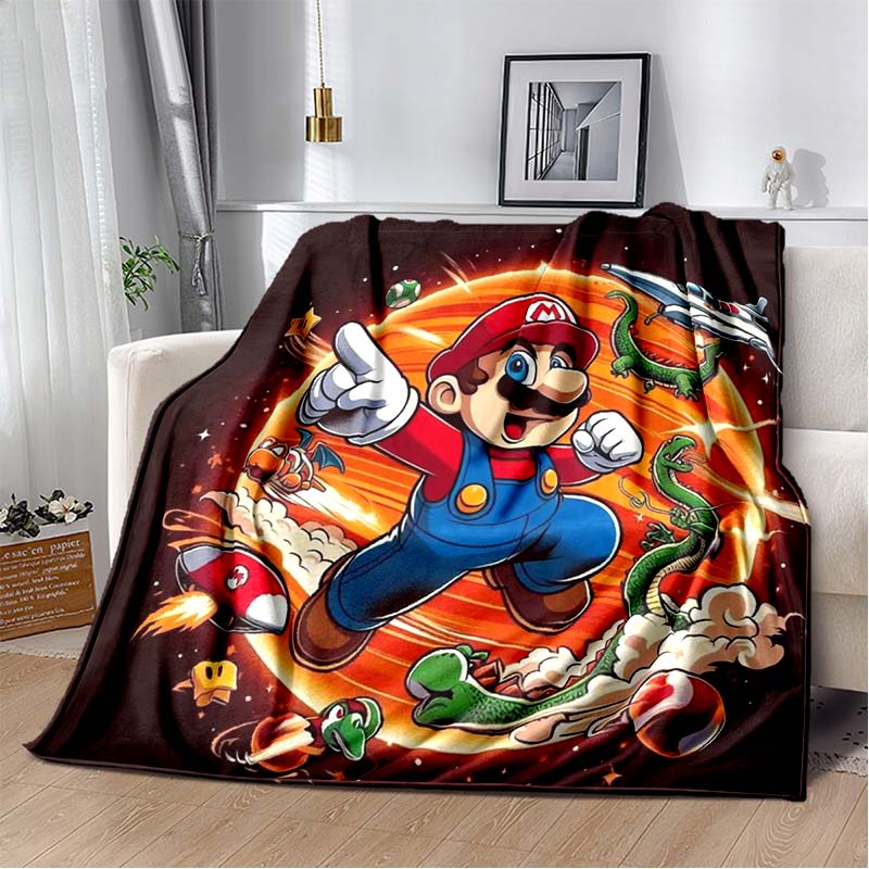 Super Mario game blanket, warm and comfortable flannel blanket, suitable for bedrooms, sofas, beds, chairs