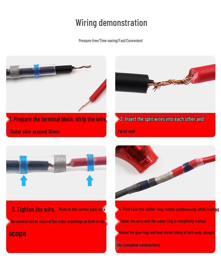 Waterproof Heat Shrink Solder Ring Wire Terminal Sleeves - 100 Pcs Insulating Protection