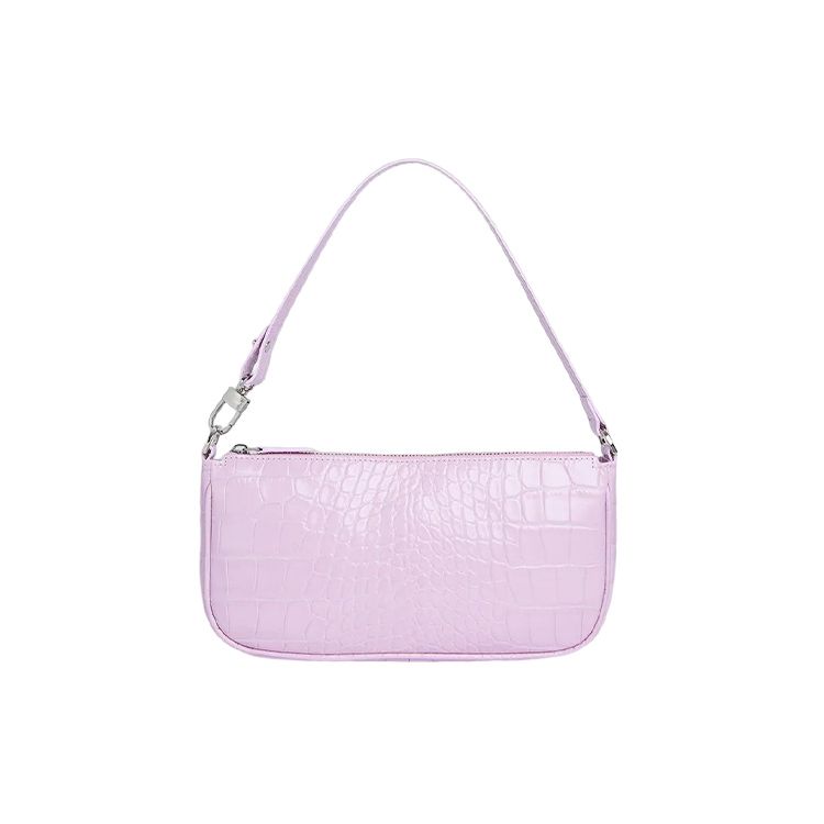 

By Far Rachel Vintage Crocodile Pattern Solid Color Zipper Closure Leather Underarm Shoulder Bag Women Bags Pink 20CRRCLSPIDMED Basic Set (Bag+Dust Bag)