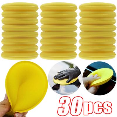 5/30 Stück Auto Wachsen Polieren Wachs Schaum Schwamm Applikator Pads 10CM Gelb Reinigungsschwamm Sauber Waschwerkzeug Autoreinigung