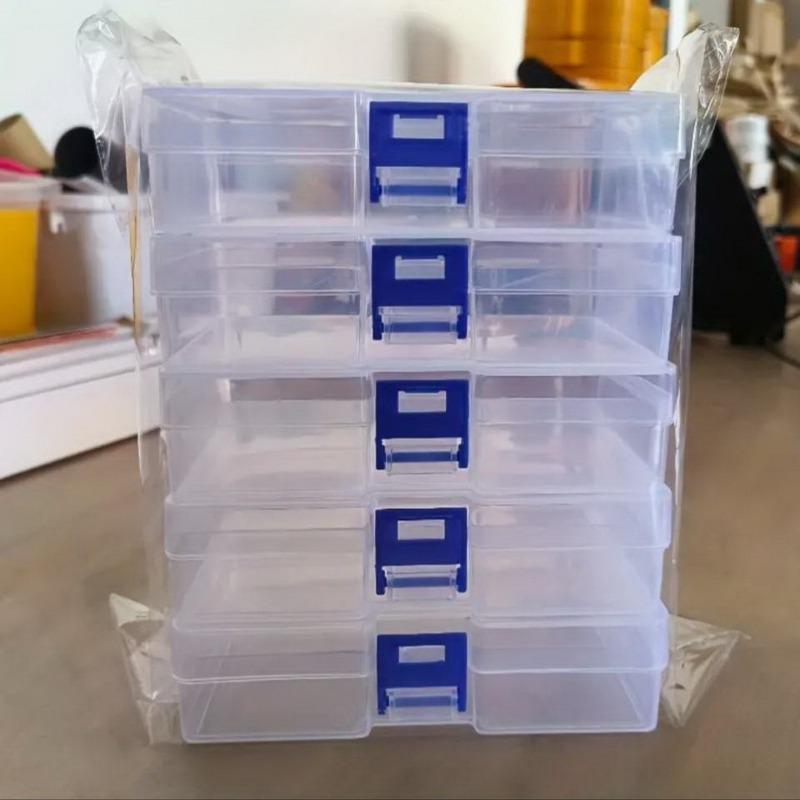 

5 Packs, Transparent Lock Empty Box, Rectangular Plastic Storage Box, Tool PP Packaging Part Box,