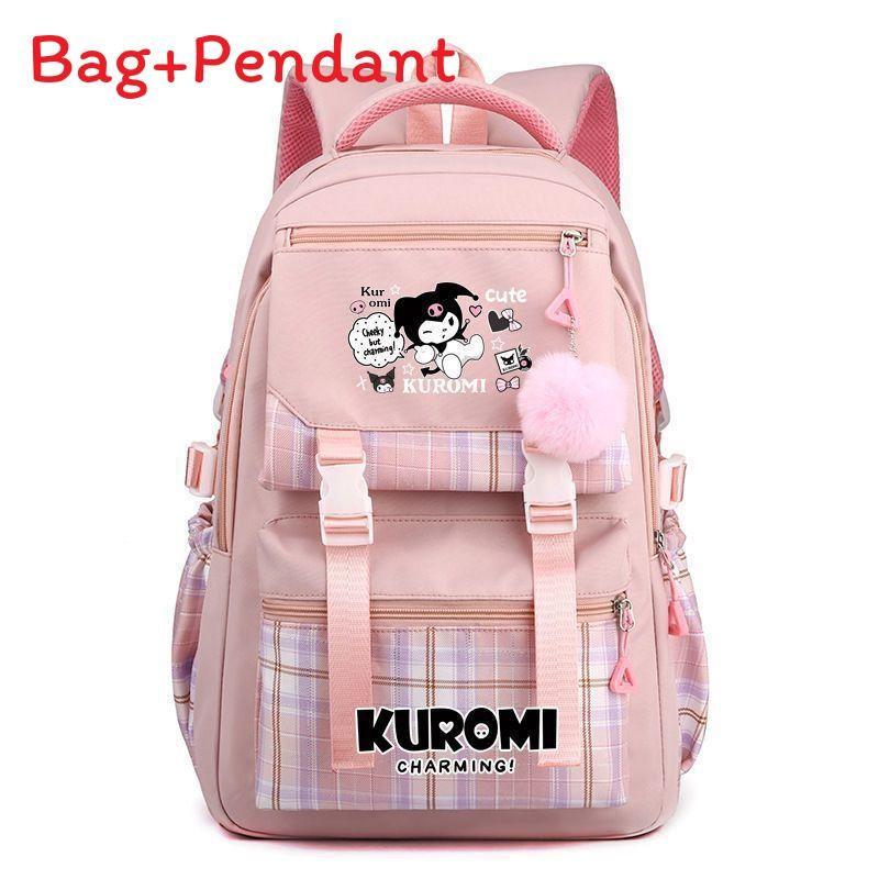 Zaino a Libro di Kuromi per Bambini Zaino in Nylon con Cartone Animato di Ragazza per Viaggi e Scuola