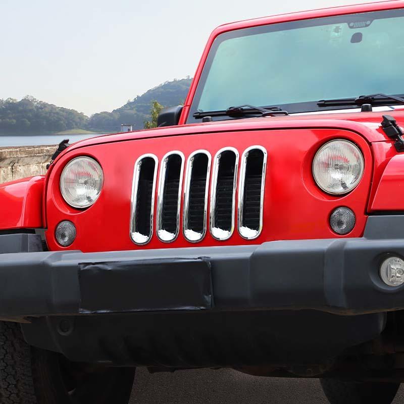 ABS Car Front Grille Decoration Ring Cover Stickers For Jeep Wrangler JK 2007-2017 Car Exterior Accessories