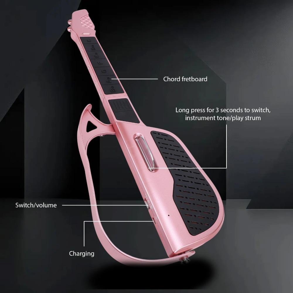 Foldable Electronic Guitar Toy for Kids 7 Notes Keys Rechargeable Battery Portable Music Educational Instrument Travel Gift