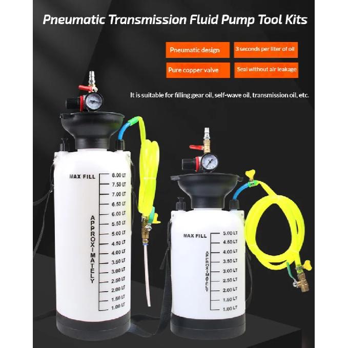 Bomba de Fluido para Automóviles de 5L/8L Herramienta de Relleno de ATF Rellenador de Aceite de Caja de Cambios Extractor y Dispensador Neumático de Fluido Tanque Rellenador de Aceite de Engranajes