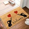 Cute Elephant Heart Welcome Doormat Funny Love Balloon Welcome Mat Khaki Entrance Rug Outdoor Indoor Door Floor Mat Home Decor