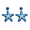 Lafite Hand-Woven Gradual Change Starfish Earrings Female Color Dopamine Exaggerated Stud Earrings Travel Vacation Wind Earrings